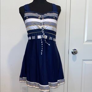 Navy and White Striped Dress